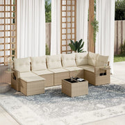 Loungeset 8-delig poly rattan beige