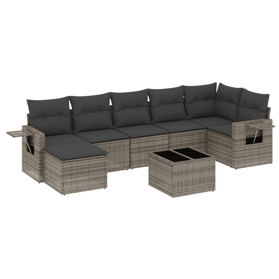 8-Delige Loungeset Met Kussens Poly Rattan Grijs