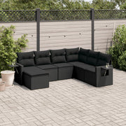 Loungeset 7-delig poly rattan zwart