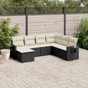 Loungeset 7-delig poly rattan zwart