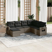 Loungeset 7-delig poly rattan grijs