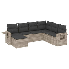 7-delige Loungeset met kussens poly rattan lichtgrijs