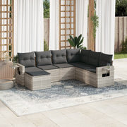 Loungeset 7-delig poly rattan lichtgrijs