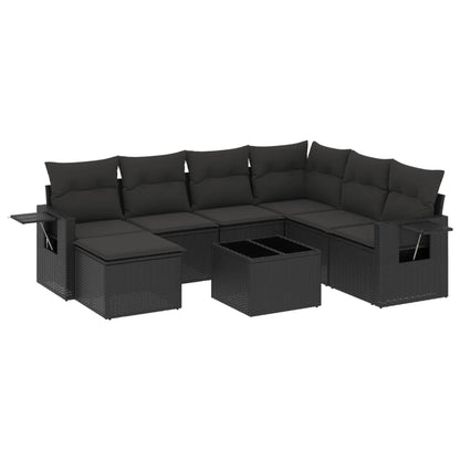 8-Delige Loungeset Met Kussens Poly Rattan Zwart