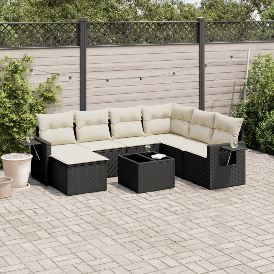 8-Delige Loungeset Met Kussens Poly Rattan Zwart
