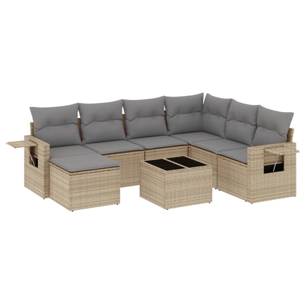 8-Delige Loungeset Met Kussens Poly Rattan Beige