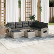 8-piece Lounge Set with Cushions Poly Rattan Light Grey