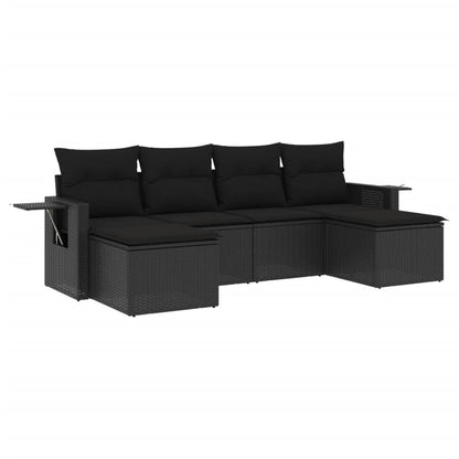6-Delige Loungeset Met Kussens Poly Rattan Zwart