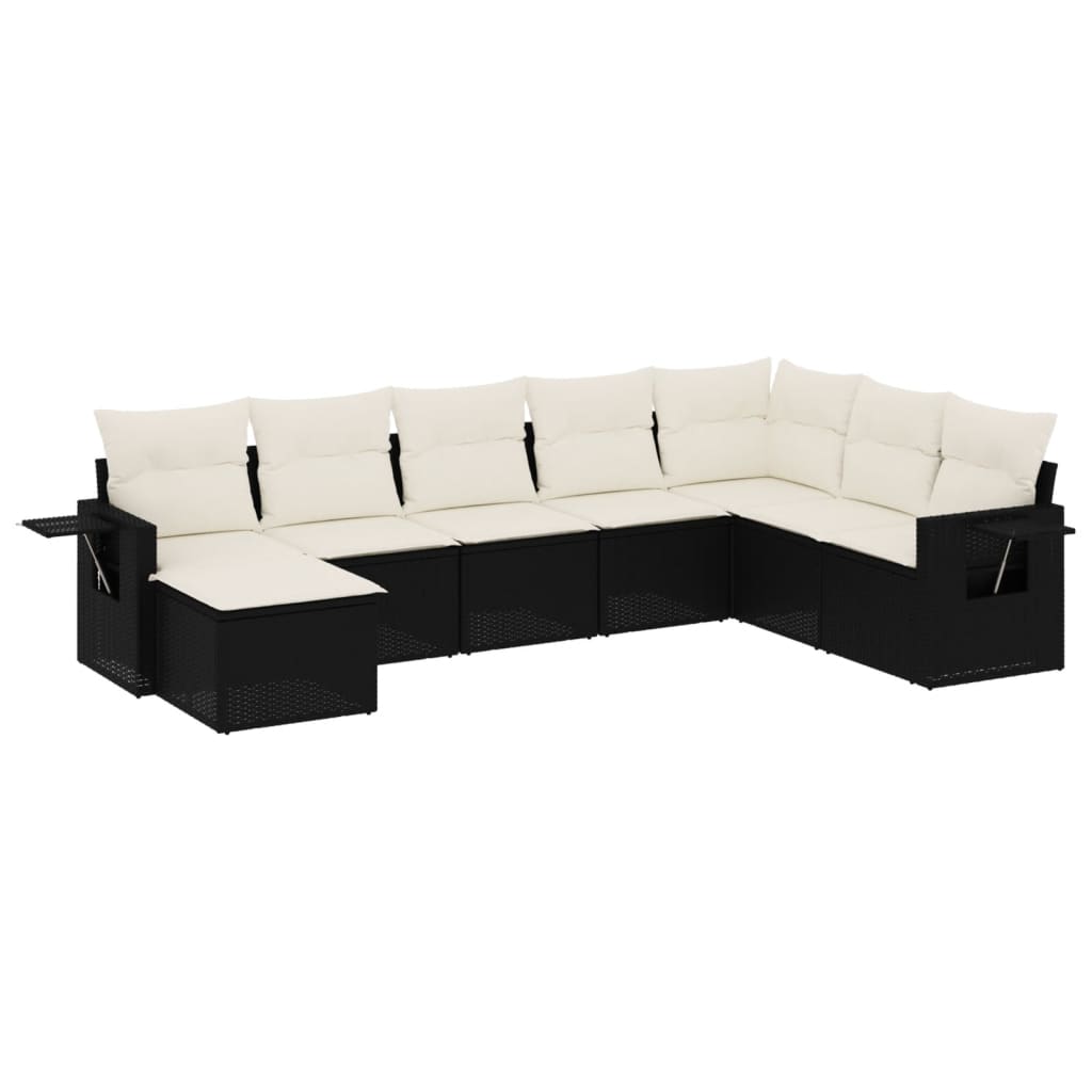 8-Delige Loungeset Met Kussens Poly Rattan Zwart