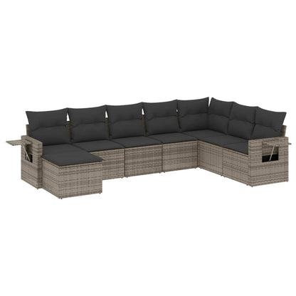 8-Delige Loungeset Met Kussens Poly Rattan Grijs