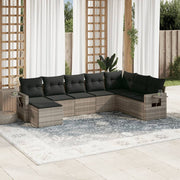 8-piece Lounge Set with Cushions Poly Rattan Light Grey