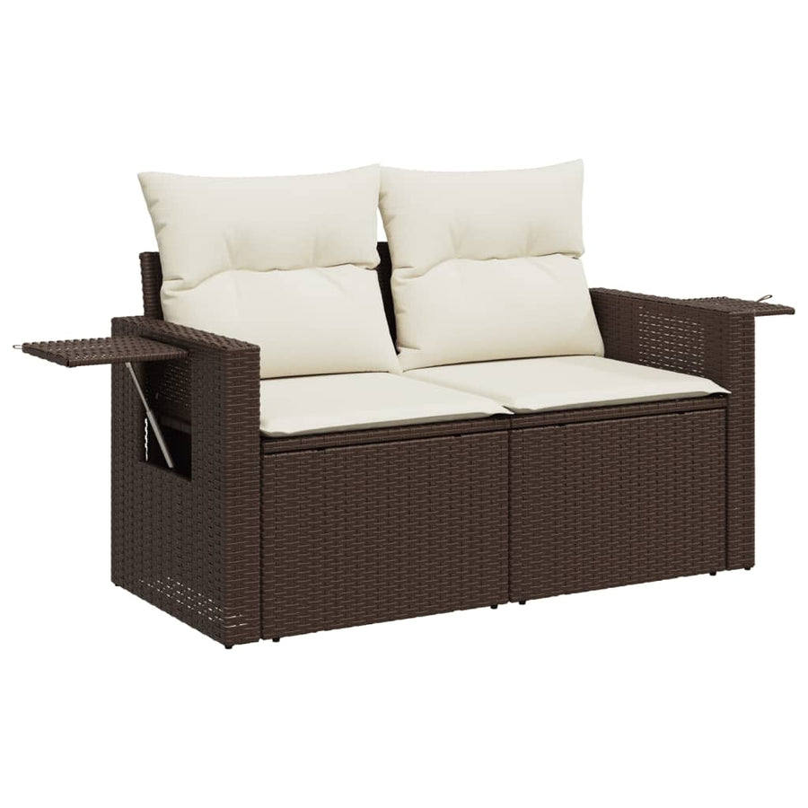 8-Delige Loungeset Met Kussens Poly Rattan Bruin