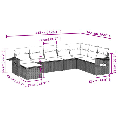8-Delige Loungeset Met Kussens Poly Rattan Bruin