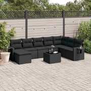Loungeset 9-delig poly rattan zwart