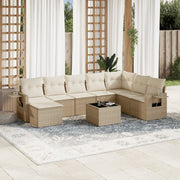 Loungeset 9-delig poly rattan beige