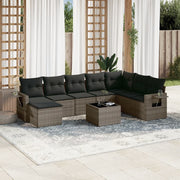 Loungeset 9-delig poly rattan grijs