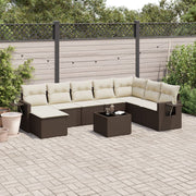 Loungeset 9-delig poly rattan bruin