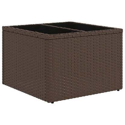 9-delige tuinbankset met kussens, bruin polyrotan