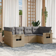 Loungeset 6-delig poly rattan beige