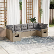 Loungeset 7-delig poly rattan beige