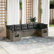 Loungeset 7-delig poly rattan grijs