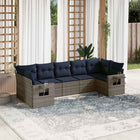 7-piece garden sofa set with cushions, grey poly rattan