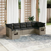 Loungeset 7-delig poly rattan lichtgrijs