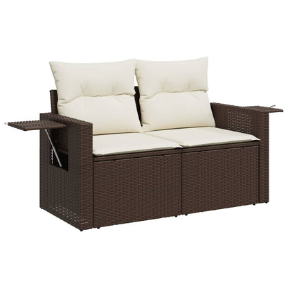 7-Delige Loungeset Met Kussens Poly Rattan Bruin
