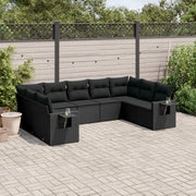 Loungeset 9-delig poly rattan zwart