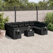 Loungeset 10-delig poly rattan zwart