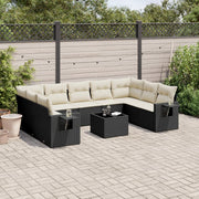 Loungeset 10-delig poly rattan zwart