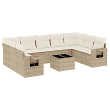 10-Delige Loungeset Met Kussens Poly Rattan Beige