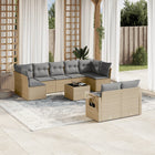 10-Delige Loungeset Met Kussens Poly Rattan Beige