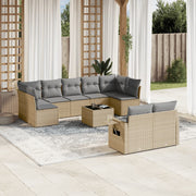 Loungeset 10-delig poly rattan beige