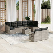 Loungeset 10-delig poly rattan lichtgrijs