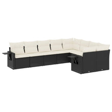 9-Delige Loungeset Met Kussens Poly Rattan Zwart