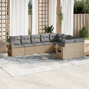 Loungeset 9-delig poly rattan beige
