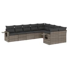 9-Delige Loungeset Met Kussens Poly Rattan Grijs
