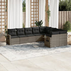 9-Delige Loungeset Met Kussens Poly Rattan Grijs