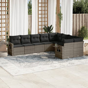 Loungeset 9-delig poly rattan grijs