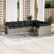 Loungeset 9-delig poly rattan lichtgrijs