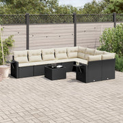 Loungeset 10-delig poly rattan zwart