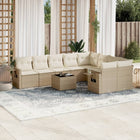 10-Delige Loungeset Met Kussens Poly Rattan Beige