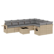 10-Delige Loungeset Met Kussens Poly Rattan Beige