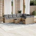 10-Delige Loungeset Met Kussens Poly Rattan Beige