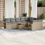 Loungeset 10-delig poly rattan beige