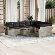 Loungeset 10-delig poly rattan lichtgrijs