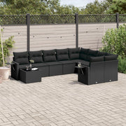 Loungeset 10-delig poly rattan zwart