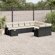 Loungeset poly rattan 10-delig zwart