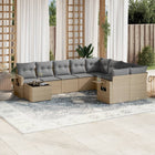 10-Delige Loungeset Met Kussens Poly Rattan Beige